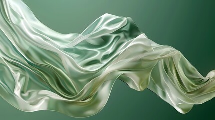 Wall Mural - twists green silk  on an isolated green background