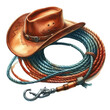 © Tatiana - Watercolor illustration of cowboy hat and lasso
