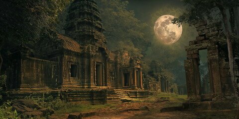 Canvas Print - Angkor Thom at night At night Angkor Thom transfor_005