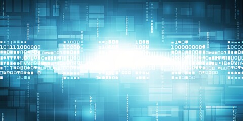 Aufkleber - Abstract digital background featuring binary code and data flow, illustrating the intricate network and communication systems in the technology-driven world, Generative AI