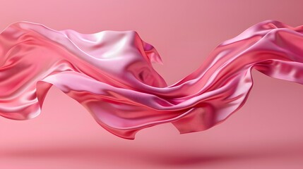 Wall Mural - twists pink silk, on an isolated pink background