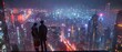 © 2D_Jungle - Amidst the sprawling expanse of a futuristic city, a pair of lovers share a tender embrace on a rooftop overlooking the glittering skyline below.