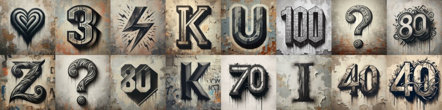 Graffiti style mono color Lettering Typeface. AI generated illustration