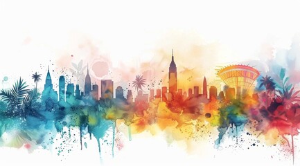 Wall Mural - World Youth Skills Day. white background, watercolor style. text Digital illustration 