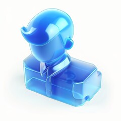 Leinwandbilder - 3D blue avatar icon representing a digital user profile, symbolizing modern technology, virtual identity, and sleek design in digital and internet applications, Generative AI