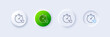 © blankstock - Timer 10 minutes line icon. Neumorphic, Green gradient, 3d pin buttons. Stopwatch time sign. Countdown clock symbol. Line icons. Neumorphic buttons with outline signs. Vector