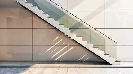 Wall Mural - a modern staircase with a striking, two-tone color scheme and a sleek, glass balustrade