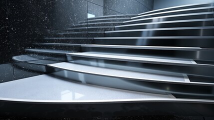 Wall Mural - a sleek staircase with a combination of matte and glossy finishes on the steps