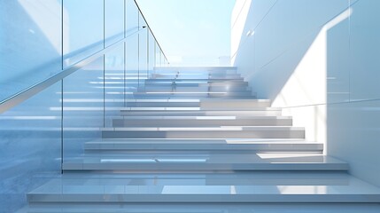 Wall Mural - a sleek staircase with a combination of matte and glossy finishes on the steps