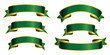 © Marty's Art - elegant set of green ribbon banner with gold trim transparent background