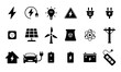 © Amina - Collection of green energy icons. Icons for renewable energy, green technology. Flat style icon. Environmental sustainability simple symbol - stock vector. Electricity and power icon set. Electric car