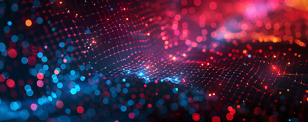 Digital abstract backdround for technological operations, neural networks, AI, data transmission and encryption, digital archives, audio and visual representations, scientific research. Copy space