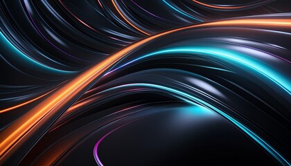 Wall Mural - black surface with colorful neon accents smooth texture background