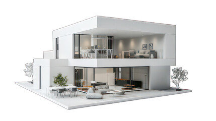 Wall Mural - Modern appartment isolated on white created with Generative AI