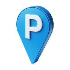 Urban Navigation: Blue Parking Locator Pin. Cut out