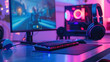 © Belho Med - modern gaming setup with colorful RGB LED lighting and high-end equipment