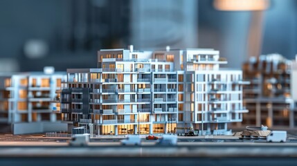 Residential building housing project for under construction site and off plan real estate investment infrastructure progress, miniature section model style as wide banner with copy space