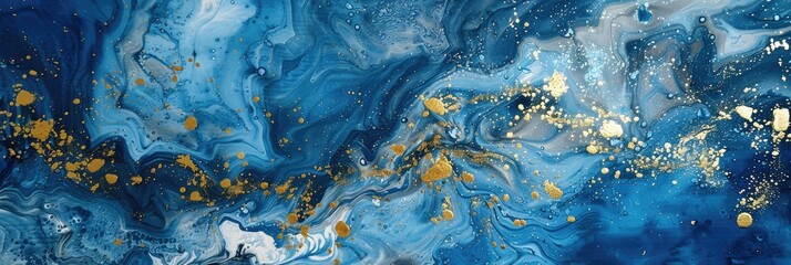 Wall Mural - Marble background in blue and green color with gold texture glitter. beautiful blue oil painting with the addition of gold powder