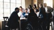 © Vane Nunes - Business group of people working at team meeting. Multiethnic colleagues inside bank workplace