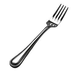 Poster - A stainless steel fork, separated from the background, with the background removed. Concept of dining. Generative Ai.