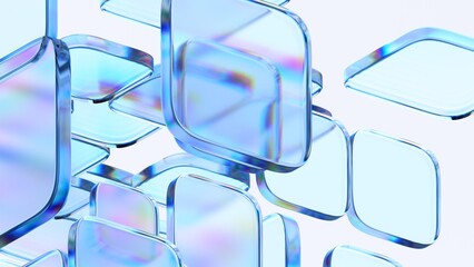 Wall Mural - abstract geometric blocks on white background, 3d render