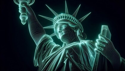 Wall Mural - statue of liberty isolated on black
