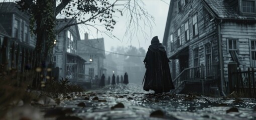 Wall Mural - an interactive experience of the salem witch trials as the user walks through the town and witnesses