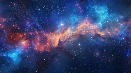 Starry Universe Panorama: Galaxies and Nebulae in Space