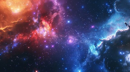 Stellar Panorama: Star-Filled Universe with Galaxies and Nebulae