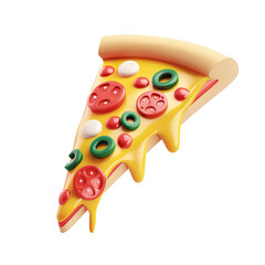 Wall Mural - Pizza slice 3d realistic render icon. 