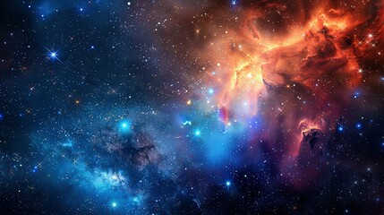 Star-Filled Space Panorama: Universe with Galaxies and Nebulae