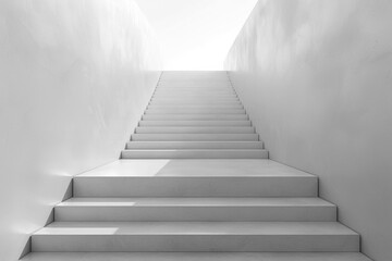 A white staircase with no people or objects in the image