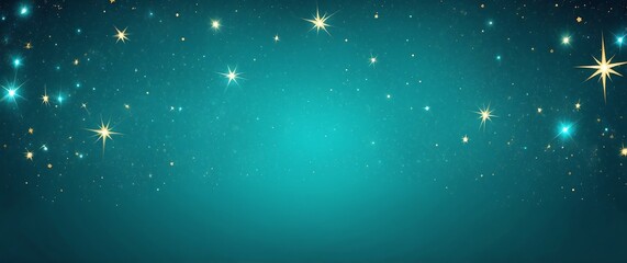 Wall Mural - shining stars on plain bright teal background illustra black background illustration banner design