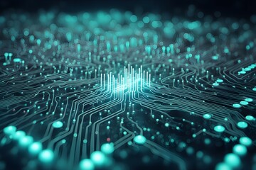 A computer chip with a blue background