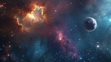 Galaxy with Nebula and Stars: Outer Space Background
