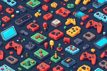 A colorful image of various video game controllers and remotes