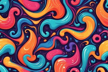 Wall Mural - A colorful abstract painting with swirls and splatters of paint