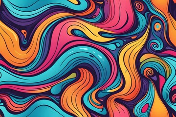 Wall Mural - A colorful, abstract painting with a lot of swirls and lines