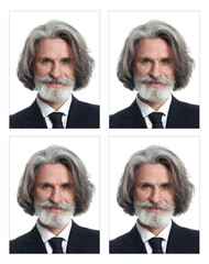 Poster - Photos of mature man for passport on white background