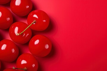 Poster - Sweet cherries pile isolated on white background, generative ai