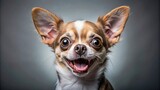 Fototapeta  - Funny chihuahua with silly expression, ideal for memes and caricatures