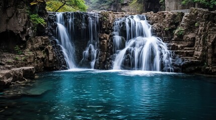 Sticker - waterfall in the forest