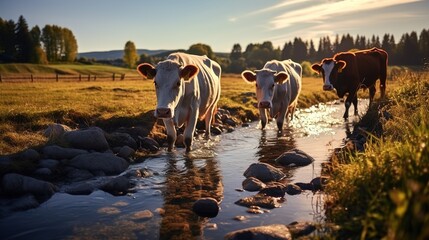 Wall Mural - cows in the field