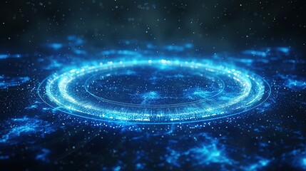 futuristic future technology abstract background big data network with energy circles in bright blue