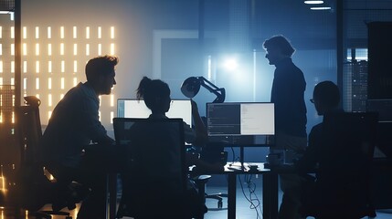 Group of business people and software developers working as a team in office : Generative AI