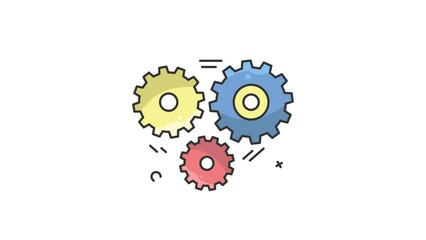 gear icon animation, 3 gears for business management lottie animation motion graphic video