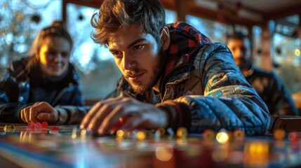 a man and a woman playing a board game