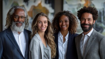 Wall Mural - a group of people standing together in front of a painting