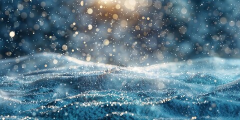 Sticker - Snow shimmering with sunlight reflections, creating a mesmerizing, tranquil water surface during early morning