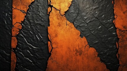 Wall Mural - Abstract background, combining earth textures with iron textures, orange and black colors.	